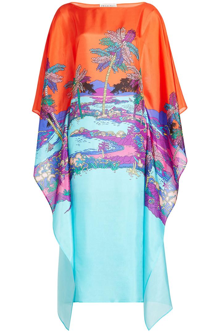 Emilio Pucci Emilio Pucci Printed Silk Caftan Dress - Red