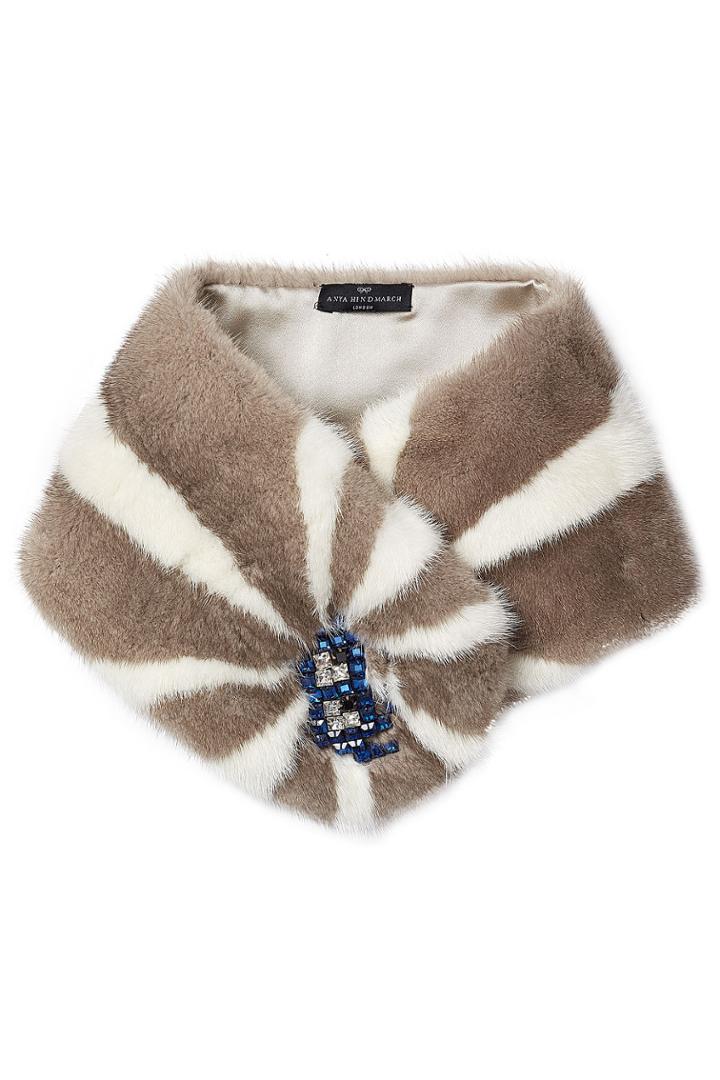 Anya Hindmarch Anya Hindmarch Rays Mink Fur Scarf - Grey