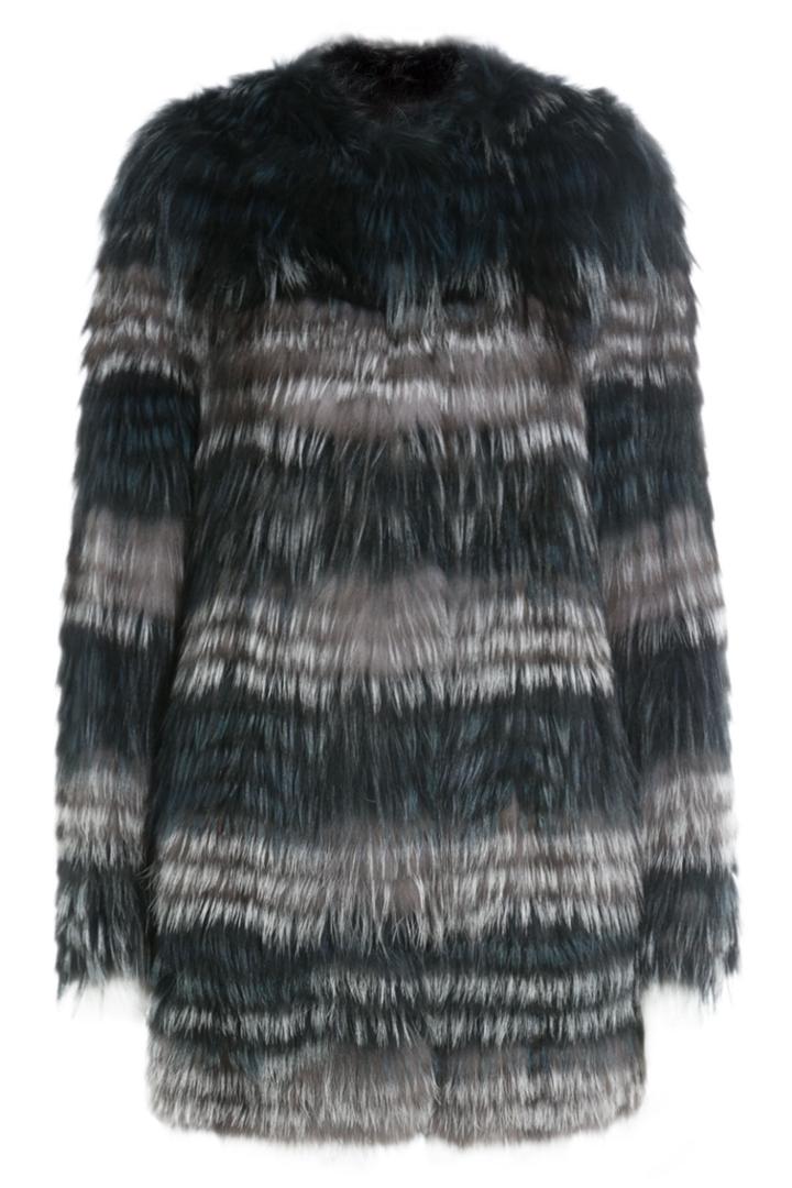 Yves Salomon Yves Salomon Variegated Fox Fur Coat - Blue
