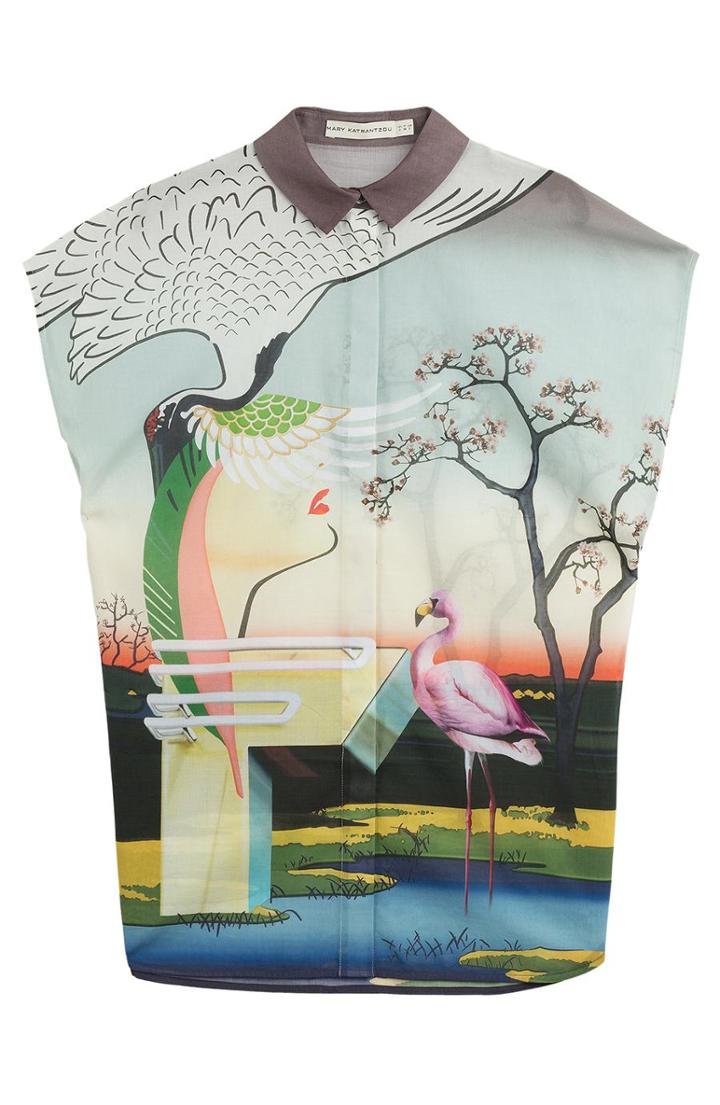 Mary Katrantzou Fenmore Sleeveless Cotton Shirt