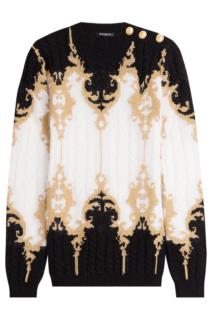 Balmain Balmain Pullover With Embossed Buttons And Metallic Thread