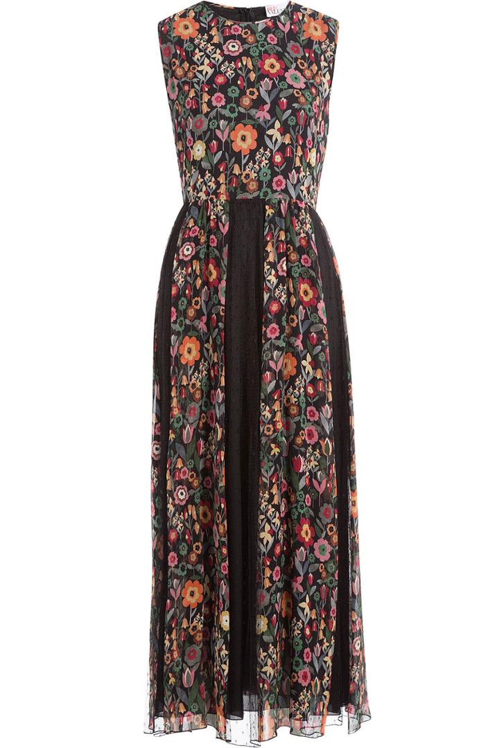 R.e.d. Valentino R.e.d. Valentino Crepe Floral Print Mid-length Dress