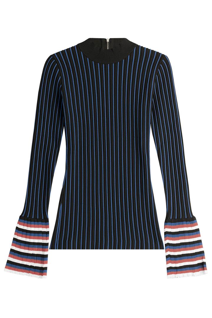 Emilio Pucci Emilio Pucci Striped Knit Top With Contrast Cuffs - Black