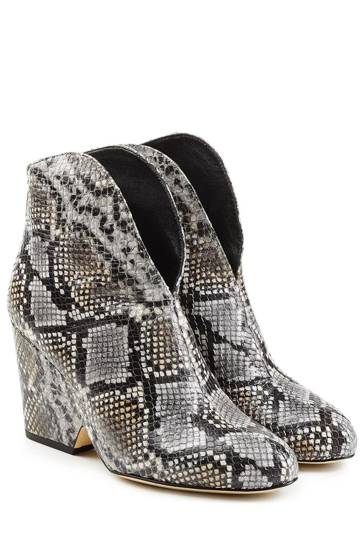 Diane Von Furstenberg Diane Von Furstenberg Snake Embossed Leather Ankle Boots