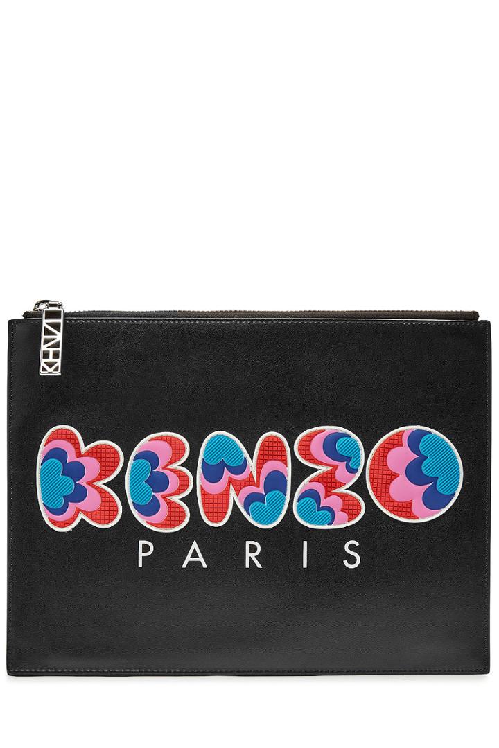 Kenzo Kenzo Leather Clutch With Logo - Black