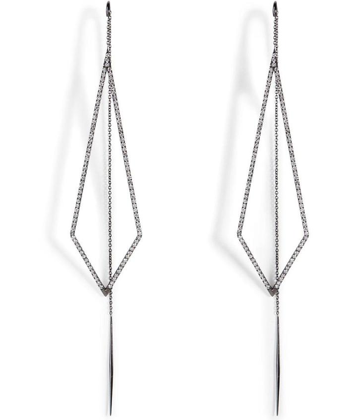 Diane Kordas 18k Black Gold Triangular Drop Earrings