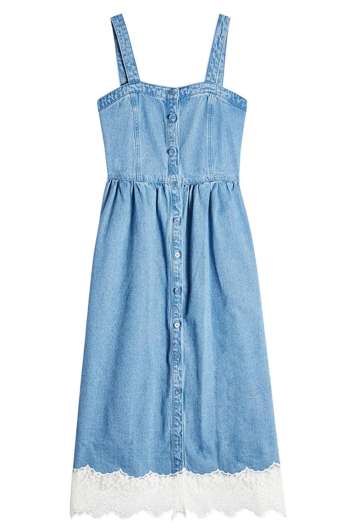 Sjyp Sjyp Denim Dress With Lace - Blue