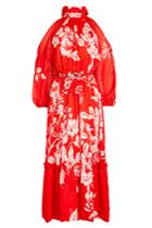 Fendi Fendi Floral Print Cold Shoulder Dress With Fil Coupé Silk