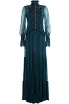 Roberto Cavalli Roberto Cavalli High Collar Silk Evening Gown