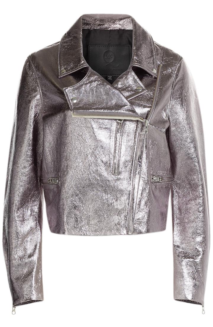 Mcq Alexander Mcqueen Metallic Leather Biker Jacket