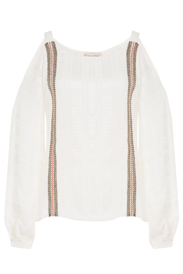 Zeus + Dione Zeus + Dione Silk Cutout Shoulder Top With Lacing