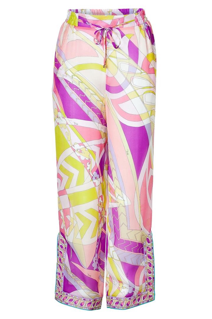 Emilio Pucci Emilio Pucci Silk Drawstring Printed Pants - Multicolor