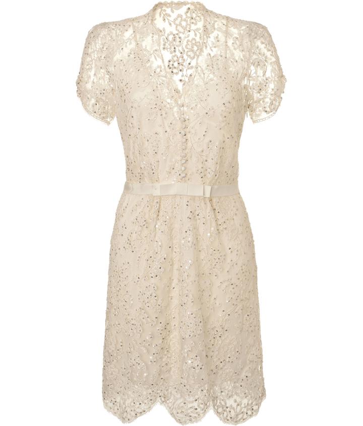 Jenny Packham Ivory Sequin Lace Dress