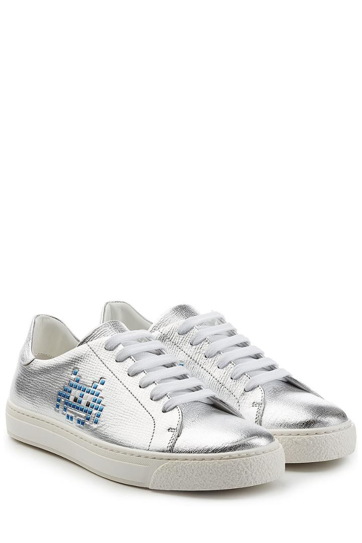 Anya Hindmarch Anya Hindmarch Space Invader Metallic Leather Sneakers