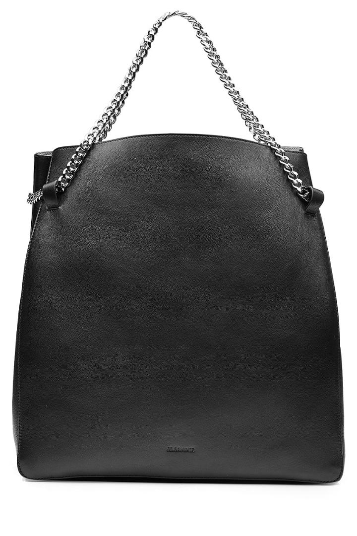 Jil Sander Jil Sander Leather Tote With Chain Straps - Black