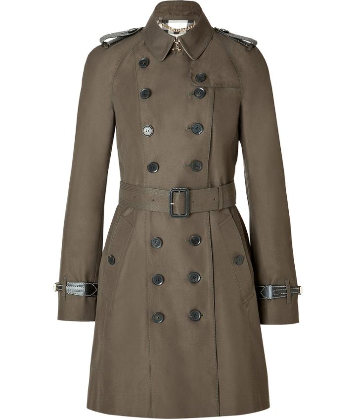 Burberry London Cotton Short Pemberley Trench Coat In Dark Khaki Green