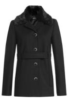 Jil Sander Navy Jil Sander Navy Virgin Wool Jacket With Fur Collar - Black