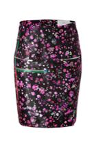 Preen Preen Wool Blend Mille-fleur Print Skirt - Magenta