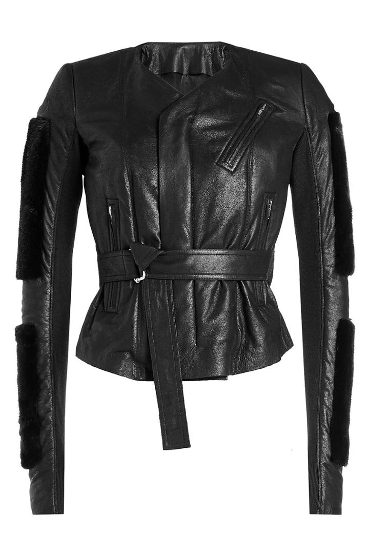 Rick Owens Rick Owens V-neck Leather Biker Jacket