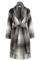 T By Alexander Wang T By Alexander Wang Printed Coat With Fringed Trim - Grey