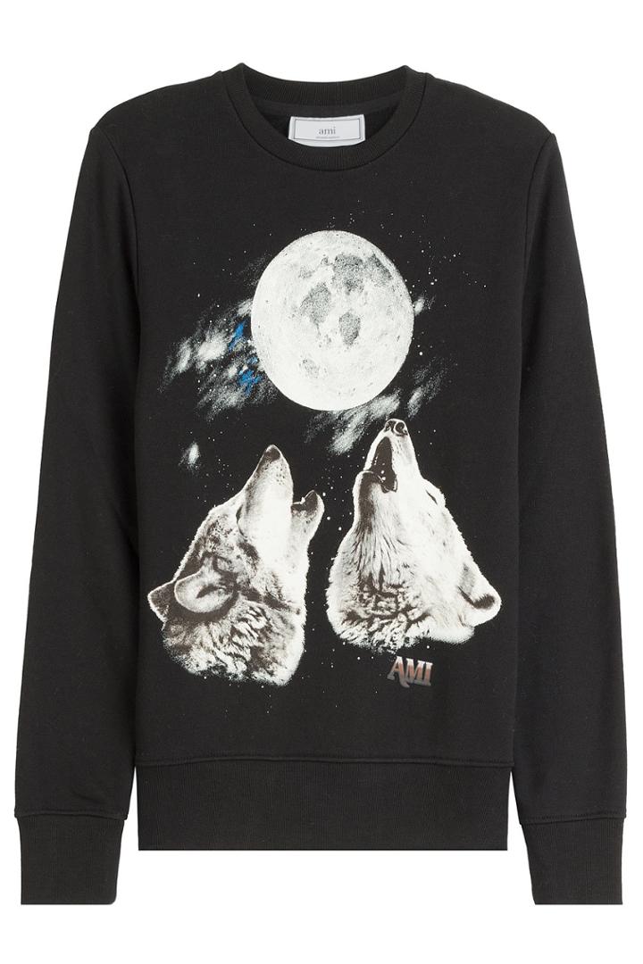 Ami Ami Printed Cotton Sweatshirt - Black