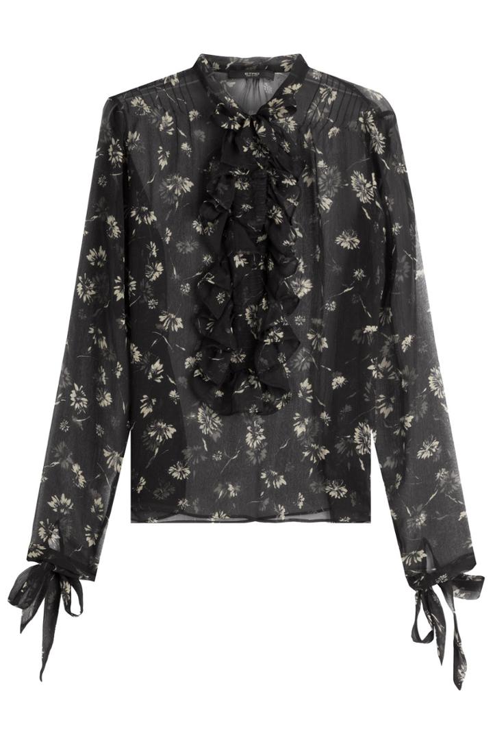 Etro Etro Floral Print Silk Blouse - Black