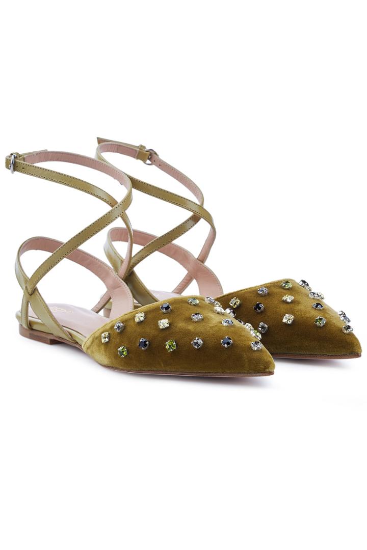 Red Valentino Red Valentino Embellished Velvet Ballerinas