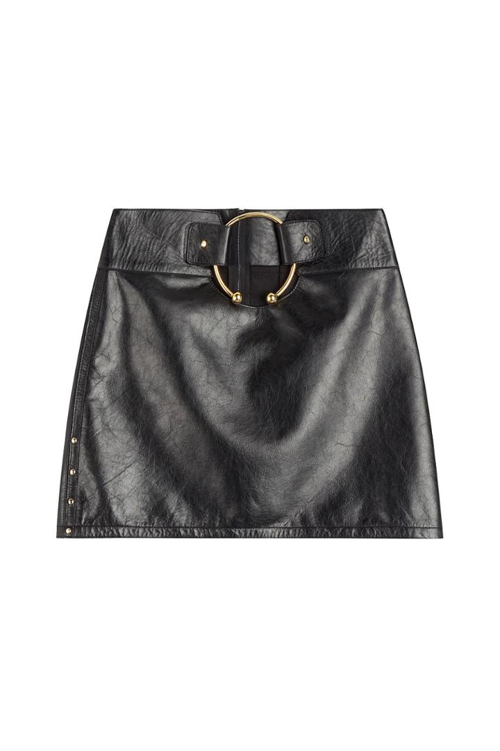 Anthony Vaccarello Anthony Vaccarello Leather Mini Skirt - Black