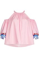 Peter Pilotto Peter Pilotto Embroidered Cotton Blouse With Cut-out Shoulders
