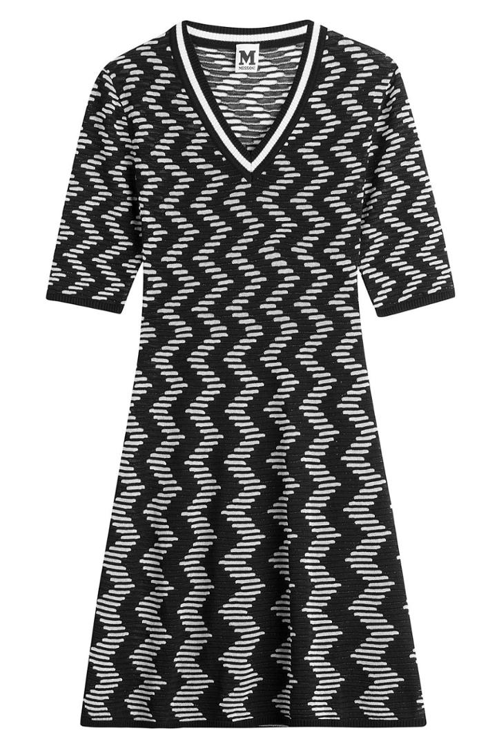 M Missoni M Missoni Cotton-blend Two-tone Knit Dress