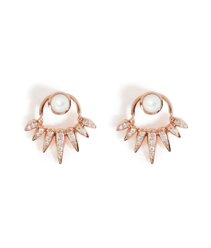 Nikos Koulis 18kt Pink Gold Earrings With Diamonds And Mother Of Pearl