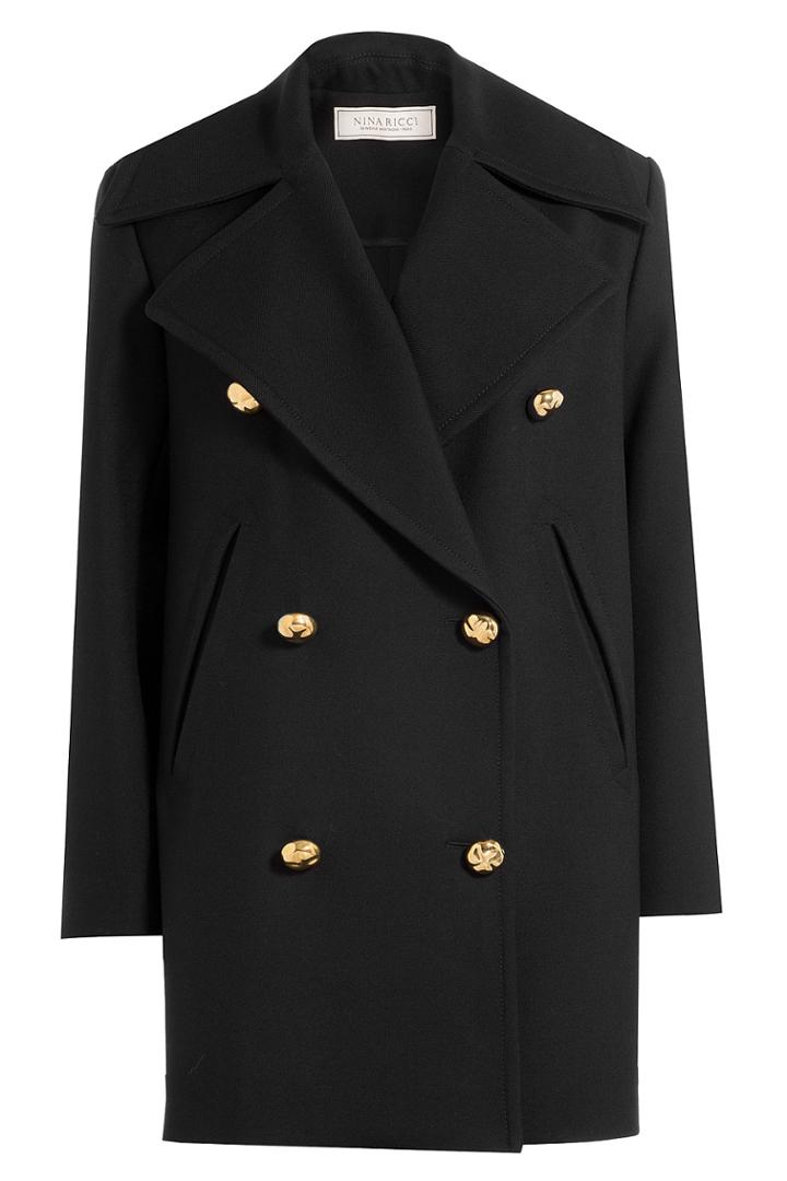 Nina Ricci Nina Ricci Wool Coat With Silk - Black