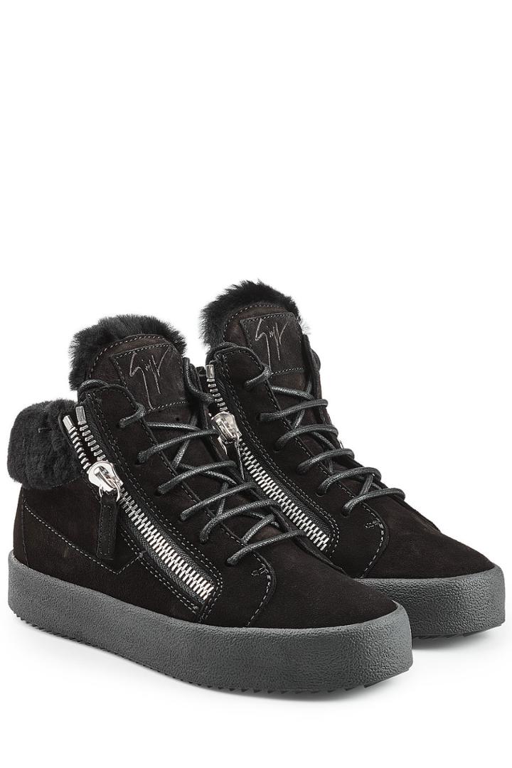 Giuseppe Zanotti Giuseppe Zanotti Suede High-tops With Sheepskin