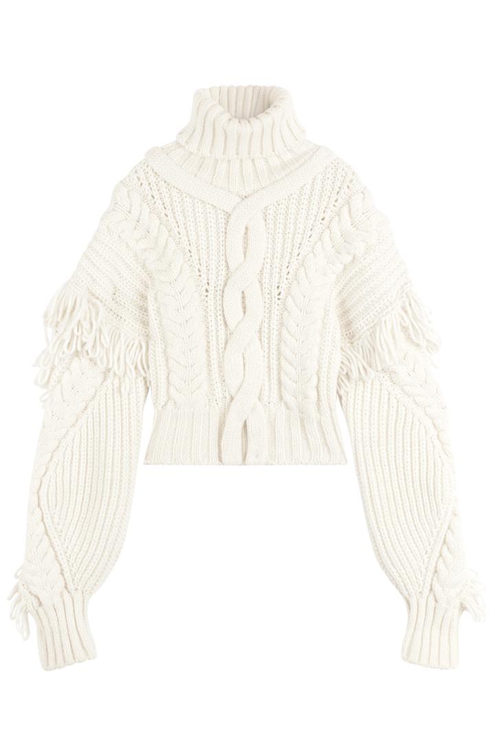 Off White Off White Virgin Wool Turtleneck Pullover With Fringing