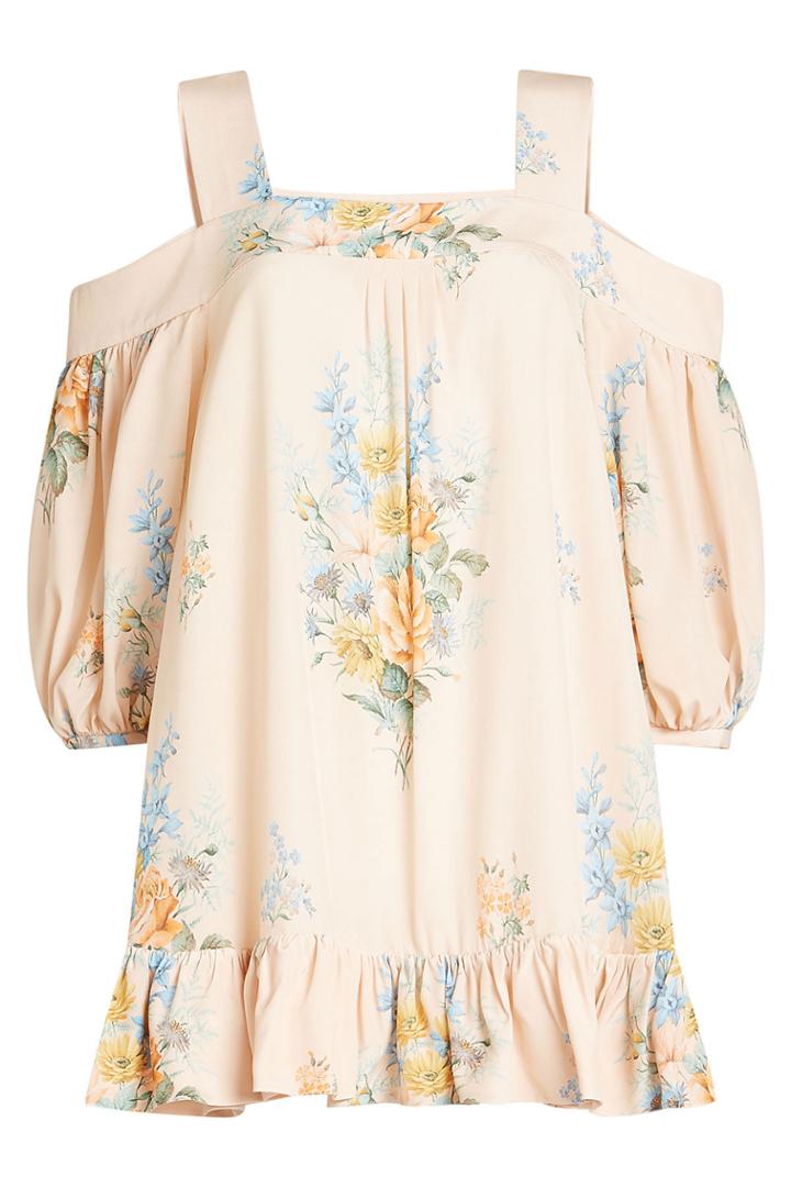 Alexander Mcqueen Alexander Mcqueen Printed Silk Cold-shoulder Top