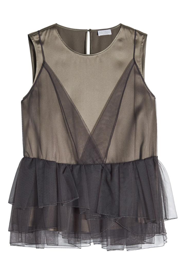 Brunello Cucinelli Brunello Cucinelli Silk Top With Tulle
