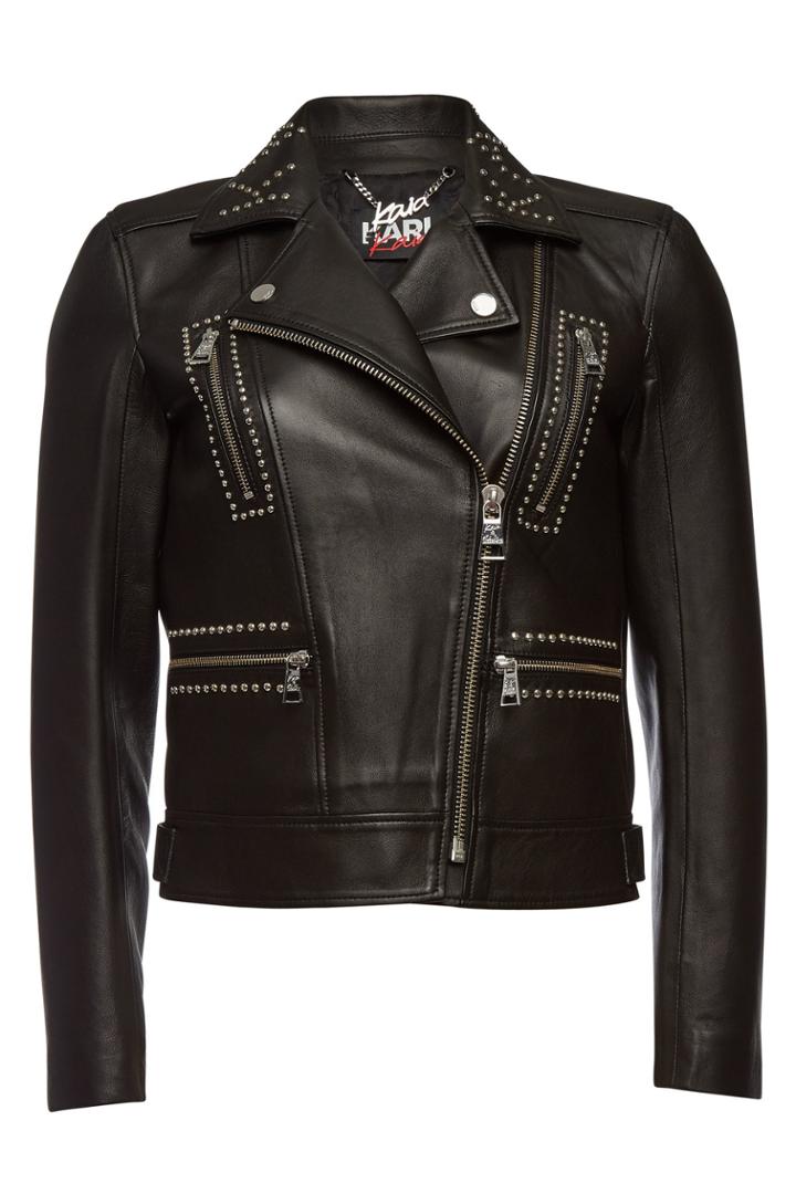 Karl X Kaia Gerber Karl X Kaia Gerber Karl X Kaia Gerber Embellished Leather Biker Jacket