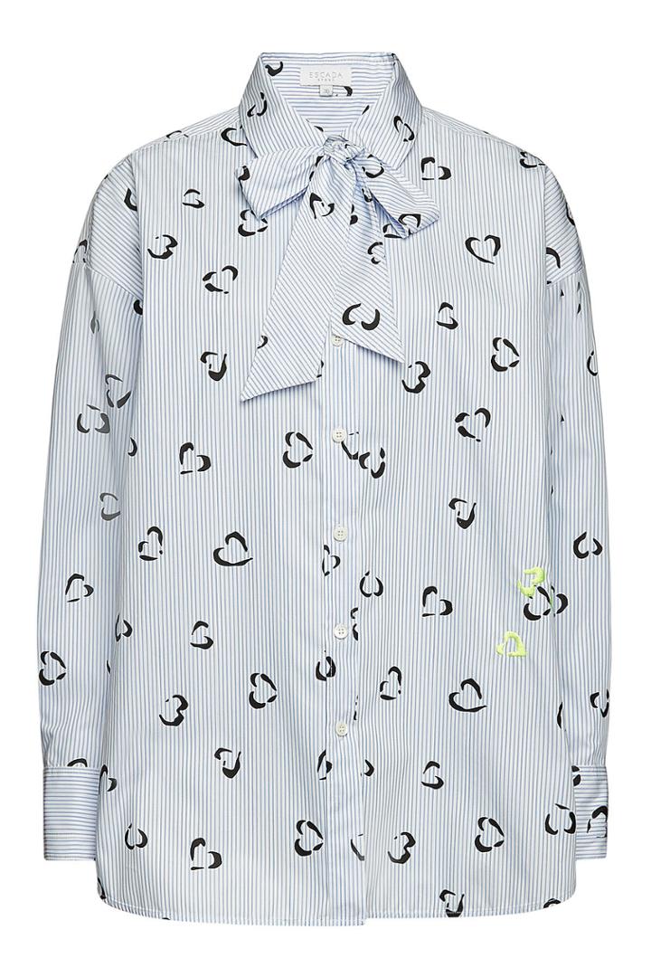 Escada Escada Ninife Printed Cotton Blouse With Self-tie Bow