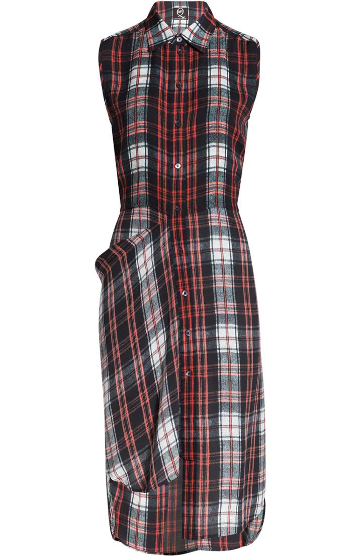 Mcq Alexander Mcqueen Plaid Silk Shirt Dress