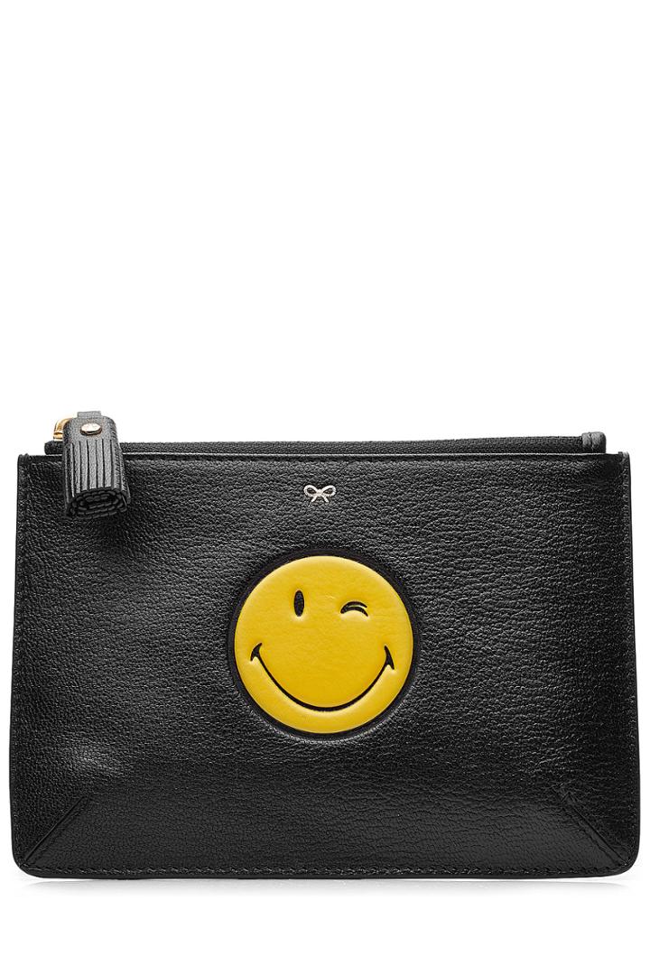 Anya Hindmarch Anya Hindmarch Leather Small Loose Pocket Clutch - Black