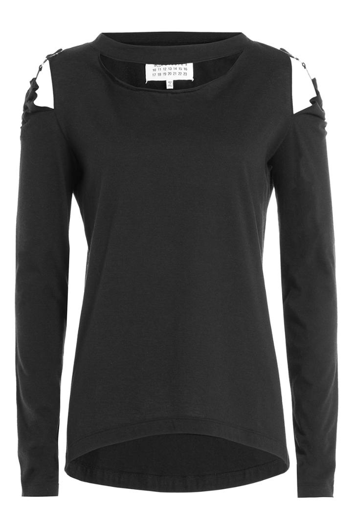 Maison Margiela Maison Margiela Cotton Top With Cut-out Detail - Black