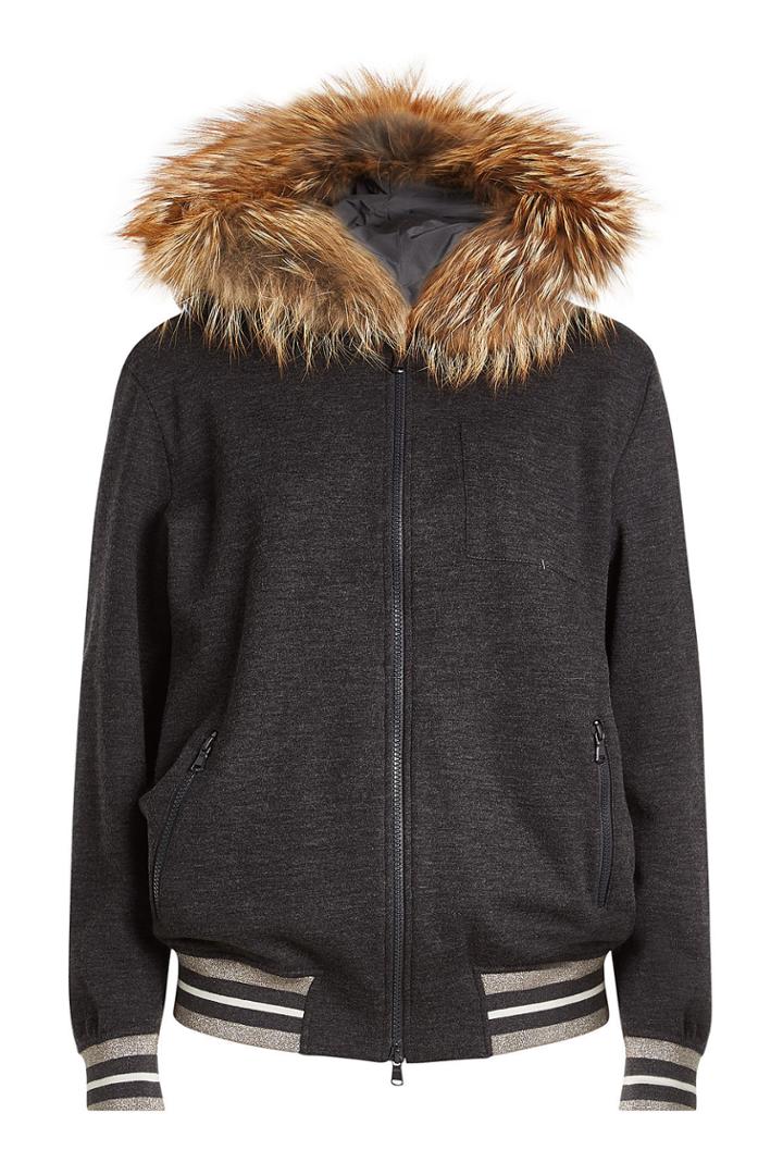 Brunello Cucinelli Brunello Cucinelli Zipped Cashmere Jacket With Fur-trimmed Hood