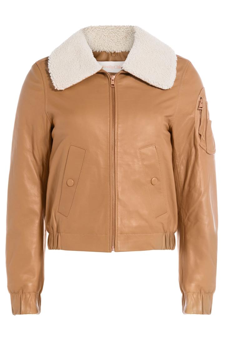 See By Chloé See By Chloé Leather Bomber Jacket - Beige