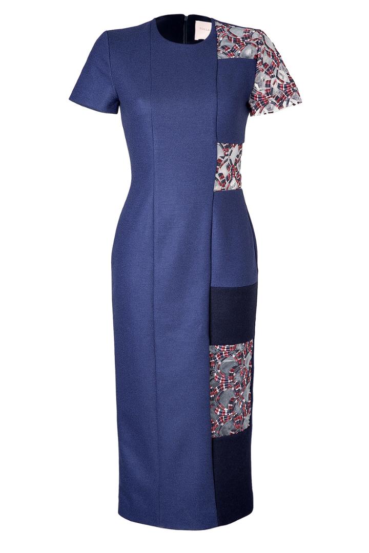 Roksanda Roksanda Wool Blend Patchwork Langston Dress - Multicolored