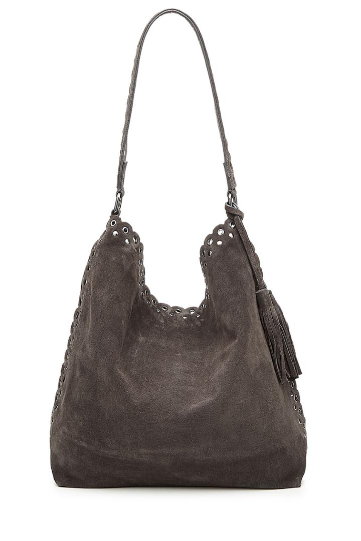 Vanessa Bruno Vanessa Bruno Suede Etoile Hobo With Stud And Eyelet Trim - Grey