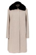 Jil Sander Jil Sander Oatmeal Heather Wool Coat With Removable Fur Collar - Beige