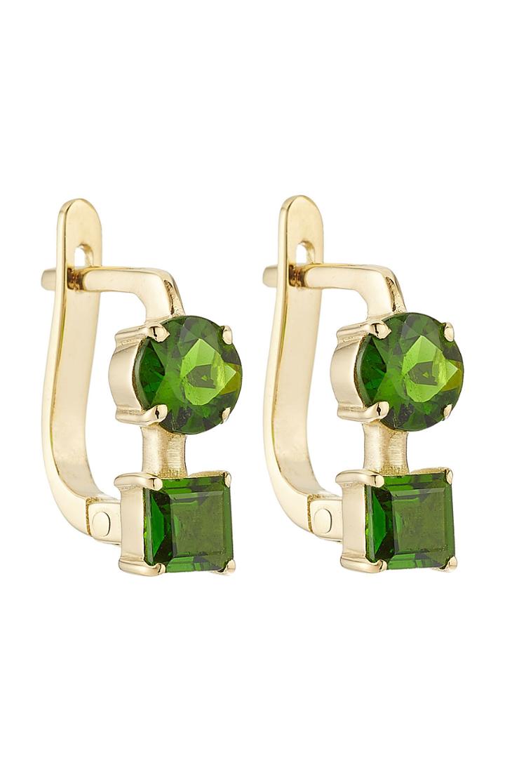 Ileana Makri Ileana Makri 18k Yelow Gold Earrings With Chrome Diopside