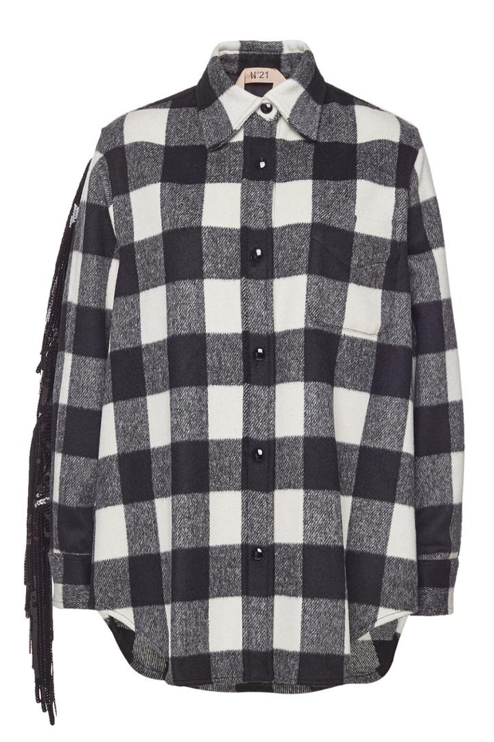 N 21 N&deg;21 Flannel Shirt With Sequinned Fringes