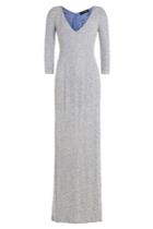 Jenny Packham Jenny Packham Embellished Silk Floor Length Gown - Blue