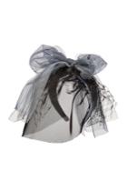 Maison Michel Maison Michel Headband With Mesh Veil, Lace And Oversize Bow - Black